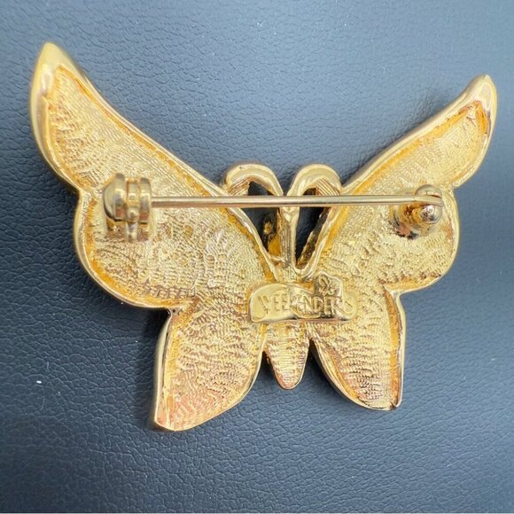 Vintage Sparkly Rhinestone Encrusted BUTTERFLY brooch signed Weekender with Gems - Picture 5 of 7